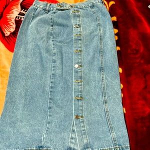 Essnce Button Front Longline Denim Skirt